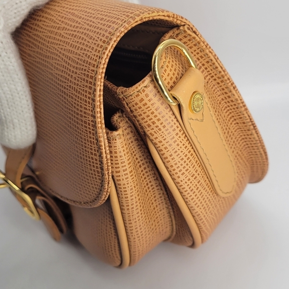 HUNTING WORLD Shoulder Bag Tan Tone Japan Made in Italy "No strap" Excellent - Picture 11 of 14